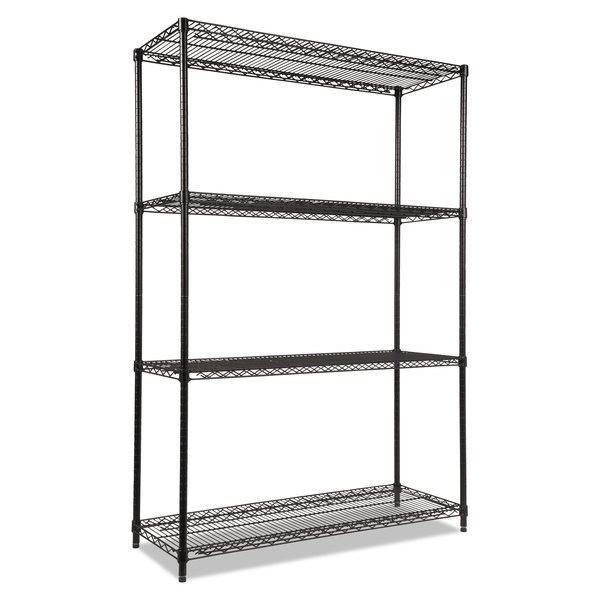 Alera Wire Shelving Unit, 18"D x 48"W x 72"H, 4 Shelves, Black, Shelving Style: Open ALESW504818BL